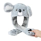 Laahoem Orecchio Mobile Cappello Koala delle Signore Carino Divertente Peluche Cappello Cappello Animale Cosplay Festa di Compleanno Regalo Gray