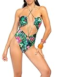 4GIVENESS Monokini Donna Fantasia Tropicale Sueno con Cerchio Centrale L