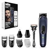 Braun REGOLABARBA STYLING KIT, Tagliacapelli Uomo, Rasoio Elettrico Barba e Capelli, 10-in-1 per Barba, Capelli, Corpo, Naso e Orecchie, 100 Minuti Di Utilizzo, Idea Regalo, MGK7410 Blue