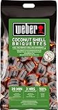 Weber Carbone per Barbecue da Gusci di Cocco (Sacco da 8kg), Potenti, per Una Bruciatura Lunga e Costante, Ideale per Una Lunga Superficie di cotturata, 100% Naturale (18402)