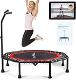 DH FitLife Trampolino da fitness, pieghevole, silenzioso, con sospensioni in gomma, senza installazione, trampolino da 50 pollici, 128 cm, per interni ed esterni, con 3 gradini regolabili (rosso)