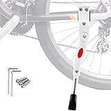 Taeku Cavalletto per Bici Pieghevoli Antiscivolo Regolabile Lega Biciclette Cavalletto Laterale Bici per 24"- 29" MTB Bici da Strada Biciclette BMX (Bianco)