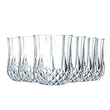 Cristal d Arques Paris Longchamp Collection - 6 bicchieri alti da 23 cl in Kwarx, lucentezza, trasparenza e alta resistenza, modellature iconiche, realizzati in Francia