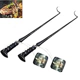 LMAYYLD BBQ Food Flipper,Meat Flipper Hook,Food Flipper And Meat Hook,Iron BBQ Turner Hooks,Barbecue Turners Hooks Grill Accessories for Cooking Grilling