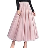 Dazzerake Gonna in Tulle Donna Elegante Morbida Gonna Lunga Estiva Tutu Vintage Taglia Unica (Rosa, Taglia Unica)