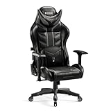 DIABLO X-Ray Sedia Gaming Gamer Poltrona da Ufficio Scrivana Braccioli 4D Design Ergonomico Perforazione Pelle S­intetica Funzione di Inclinazione Nero-Grigio Normal (L)