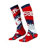 O NEAL | Calzini Motocross Mountainbike | MTB Downhill Freeride | Assorbimento del sudore, tallone rinforzato e area della suola | Pro MX Sock Stars | Unisex | Adulto | Rosso Blu | Taglia unica