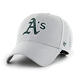 47 MLB Oakland Athletics MVP - Cappellino da baseball unisex, regolabile, con cinturino morbido, logo verde scuro, colore grigio, Grigio, Taglia unica