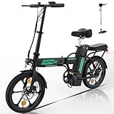 HITWAY bici elettriche e-bike bici da città pieghevoli 8,4Ah batteria, chilometraggio elettrico può raggiungere 35-70 km, 250W/36V/8.4Ah batteria