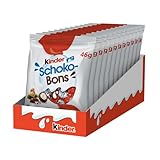 Kinder Schoko-Bons - Cioccolatini al Latte Ricoperti di Cioccolato Kinder con un Soffice Cuore al Latte e Granella di Nocciole, Senza Glutine, 12 Confezioni da 46 gr