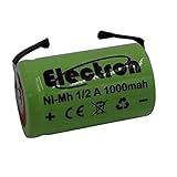 Batteria ricaricabile Ni-Mh 1/2 A 1,2V 1000mAh con linguette lamelle terminali a saldare per pacco pacchi batteria lampada di emergenza 1/2A 2/3A 2/3AF 2/3 A AF 29x17mm 17x29mm