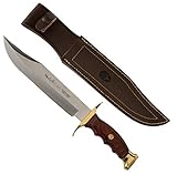 Muela Coltello da caccia BW-22 con lama in acciaio inox MoVa da 22 cm e impugnatura in legno di corallo per caccia, pesca, sopravvivenza e bushcraft + portabottiglie regalo