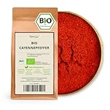 250g di peperoncino di Cayenna BIO in polvere - pepe di Cayenna biologico di alta qualità, finemente macinato e senza additivi - 9.000 Scoville - in confezione biodegradabile