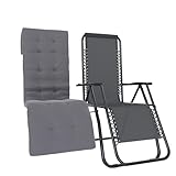 Poltrona Sedia Sdraio Relax Reclinabile Gravità 0 Con Cuscino Trapuntato Imbottito Design Ergonomico Richiudibile Salvaspazio In Acciaio Tubolare Doppio Spessore Portata Max 120 Kg (Grigio Scuro)