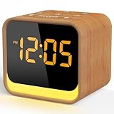 REACHER Radiosveglia per camera da letto, orologio radiofonico digitale FM con macchina audio a rumore bianco, 9 toni di allarme, display dimmerabile, 7 colori, luce notturna, timer di spegnimento