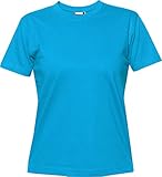 Clique Premium-T Ladies T-Shirt in Cotone Pettinato. Tessuto Jersey Premium irrestringibile. Colletto Elasticizzato Rinforzato. Cuciture ribattute.Cuciture Laterali (Turchese, XXL)