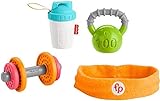Fisher-Price - Set regalo Baby Muscoli, con 4 giocattoli a tema fitness con fascia indossabile, sonaglino e massaggiagengive, per potenziare le capacità motorie, giocattolo per bambini, 3+ mesi, GJD49