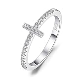 JewelryPalace Anelli Donna Argento 925, Fedine Fidanzamento Coppia, Anello Croce Laterale, Eterno Amore Diamante Simulato Anniversario Matrimonio Promessa Sposa Band Anelli Donna, Gioielli Donna