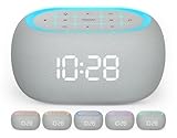 ANJANK Radiosveglia da Comodino con Altoparlante Bluetooth, Suono Stereo Hi-Fi, 7 Colori di Luce Notturna, Sveglia Digitale con 8 Suoni di Allarme, 0-100% Dimmer, Radio FM da Camera da Letto