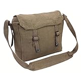 Borsa da pranzo Messenger Web in tela Outdoor World 1 tracolla regolabile - Borsa a tracolla stile militare vintage unisex per lavoro, scuola, viaggio - Bisaccia a tracolla (Oliva)