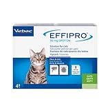 Virbac 104069012 EFFIPRO  CAT 4PIP - Antiparassitario per Gatti, Confezione da 4 Pipette
