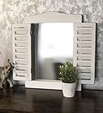 HomeZone - Specchio da parete in legno, stile vintage shabby chic, con persiane, decorazione domestica, colore: bianco