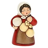 THUN - Presepe 2022 - Statuina Presepe Donna con Formaggio in Ceramica Decorata a Mano, Versione Vestito Rosso - Linea Presepe Classico - 5x5x8 cm h