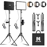 Kit di 2 Luci Video a LED, Luce da Studio Dimmerabile 2800-6500K Kit con Supporto per Treppiede e Supporto per Telefono, Luce Flusso da 185,4 cm per Fotografia Foto di Prodotti, Personaggi, Youtube