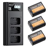 K&F CONCEPT Confezione da 3 batterie NP-FW50 da 1100 mAh e caricatore LCD a 3 alloggiamenti aggiornato compatibile con Sony ZV-E10,Alpha A6000 A6300 A6400 A6500 A5100 A7 A7II A7R A7S A7SII RX10