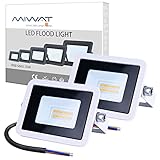 MIWATT Faretti a LED per esterni 10W luci a LED per esterni IP68 900 lumen, luce bianca calda，parco, patio, giardino, garage，2 Pezzi