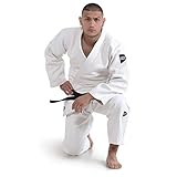 GREEN HILL JUDOGI Semi Competition Advanced 630g/m2 Judo GI Kimono Bianco Blu (Bianco Logo Nero, 160 Slim Fit)