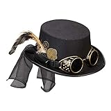 Widmann 60814 - Steampunk Cappello a cilindro con occhiali da donna, Multicolore