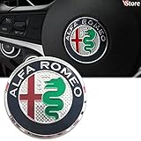 Logo per Volante Sterzo FREGIO Stemma Compatibile Per Auto del Alfa Romeo MY 2016 Verde Blu Logo 40mm Giulietta, Mito, 147, 159, 156, 4c, Brera