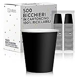 cubex professional 500 Bicchieri in cartoncino da 75 ML Neri, per Caffè, Acqua, Bevande Calde e Fredde, 100% Riciclabili