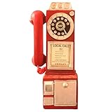 Avalita - Telefono a pagamento, stile vintage, con rotazione classica, da parete, modello retrò e decorazione per la casa, colore: rosso