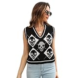 Y2K Halloween Skull Jacquard Diamond Grid Tank