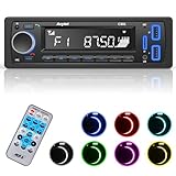 Autoradio Bluetooth 5.0 Vivavoce, Avylet Radio Stereo 4 x 60W ricevitore 1 DIN,7 Colori di Luce dei Pulsanti, Supporta Chiamate in Vivavoce/FM/AUX-IN/CARD/U Disk/Telecomando, Ricarica Rapida