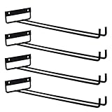 MOCOBO Porta Bicchieri da Vino, 4 rack Portabicchieri Sospeso con Viti Porta Calici Da Parete Metallo Supporto Bicchieri da Parete Rack per Calici Per Cucina Bar Armadietto Casa (30cm, nero)