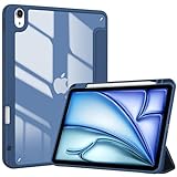 ProCase Cover iPad Air 11" M2 2024, Cover iPad Air 6/5/4 Generazione 10,9 Pollici con Portapenna, Custodia iPad Air 2024/2022/2020, Retro Posteriore Transparent Smart -Blu Marino