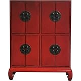 ETNIC ART - Credenza Cinese Stile Opium con Ante rossa-76x95x28-DW-37R