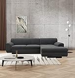 DOMO. collection Nika Forma angolare, Moderno Imbottito, Divano ad Angolo Legno Tessuto, DKL. Grigio, 277x156x78 cm