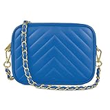 Parubi, Borsa Donna a Tracolla Trapuntata con Catena, In Vera Pelle, Made in Italy, Borsetta Matelassé Piccola Pochette Clutch Cerimonia Elegante, Modello Lola, Bluette