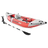 Intex 68303NP - Canoa Gonfiabile Excursion Pro K1, 1 posto, con Accessori, PVC, Rosso, 305x91x46 cm