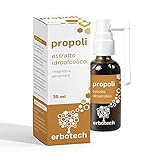 ERBOTECH Propoli Spray 30 ml, Tintura Madre, estratto puro al 100%, rimedio naturale per mal di gola e tosse, contribuisce al benessere delle prime vie respiratorie, Vegan