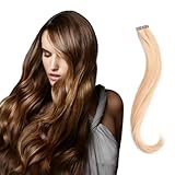 SOHAIR EXTENSION CON ADESIVO CAPELLI VERI 6 CIOCCHE BIADESIVE TAPE EXTENSIONS 10G/SET 100% REMY HUMAN HAIR (14-BIONDO CHIARO)