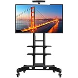 Yaheetech Supporto/Carrello TV Pavimento per Schermi LCD/LED/PLASMA 32-75 Pollici con Ruote Portata 50 kg Max VESA 600 x 400 mm 3 Ripiani Altezza Regolabile Gestione di Cavi Portata 50 kg