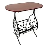 HAC24 Tavolino in legno, portariviste da tavolo, in legno, con struttura in metallo, comodino, tavolino da salotto