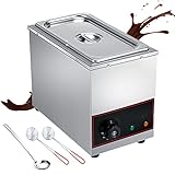 FGHFD Temperatrice per Cioccolato Professionale Elettrico 220V/330W Fonditore per Cioccolato Macchina 35~85℃ Controllo della Temperatura Intelligente - con Cucchiaio e Coperchio in Acciaio Inox - 6L