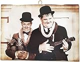 KUSTOM ART Quadro Stile Vintage Stanlio & Ollio (Stan Laurel Oliver Hardy) Stampa su Legno 10X15 cm