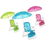Sedia con ombrellone per bambini sediolina richiudibile relax da mare spiaggia parasole piscina campeggio con tessuto-celeste
